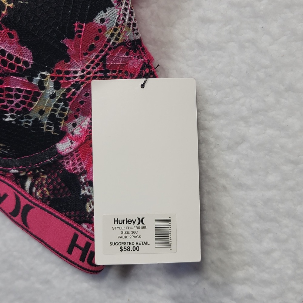 Hurley Push Up Wireless Bra 36C Soft Floral Style NWT - Picture 4 of 8